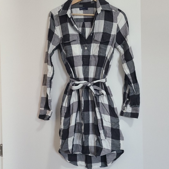 Cute flannel tunic dress, black and white - Picture 4 of 6